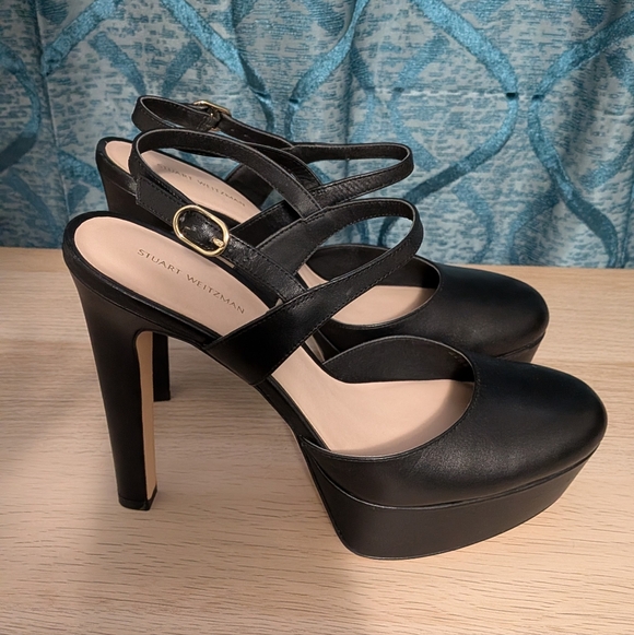 MAKE ANY OFFER NEW Stuart Weitzman Avenue 130mm Black Leather Heels Sz 11 - Picture 8 of 9